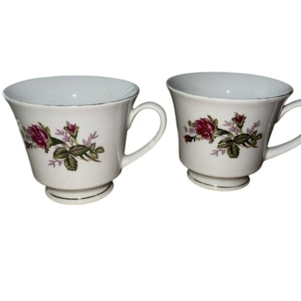 Vintage Pink Rose Floral Coffee/Tea Cups Made In China
